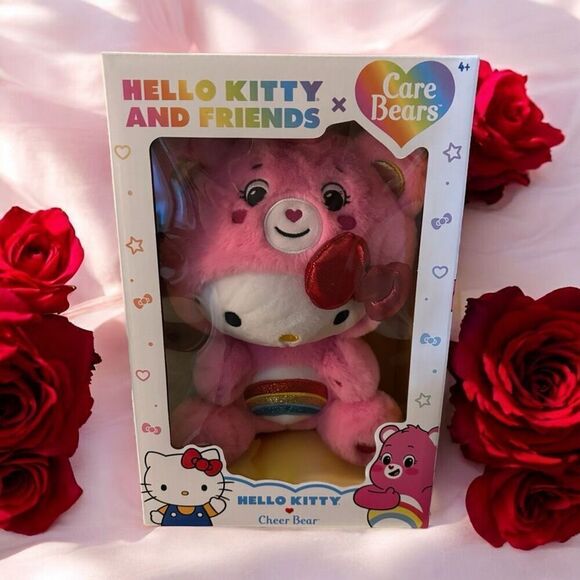 Hello Kitty Cheer Bear 2023 New Release 10" Care Bear Plush In Box. - Picture 1 of 5